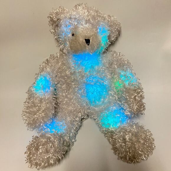 Cepia Glo E Bear White Shaggy Curly Color Kinetics 16" Light Up Plush Lovey Toy - Picture 15 of 16